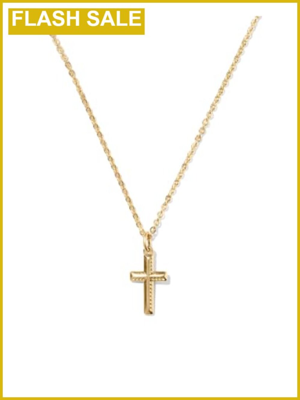 14K Yellow Gold-Filled Cross Pendant Necklace 16 Inch Hoofprint Detail